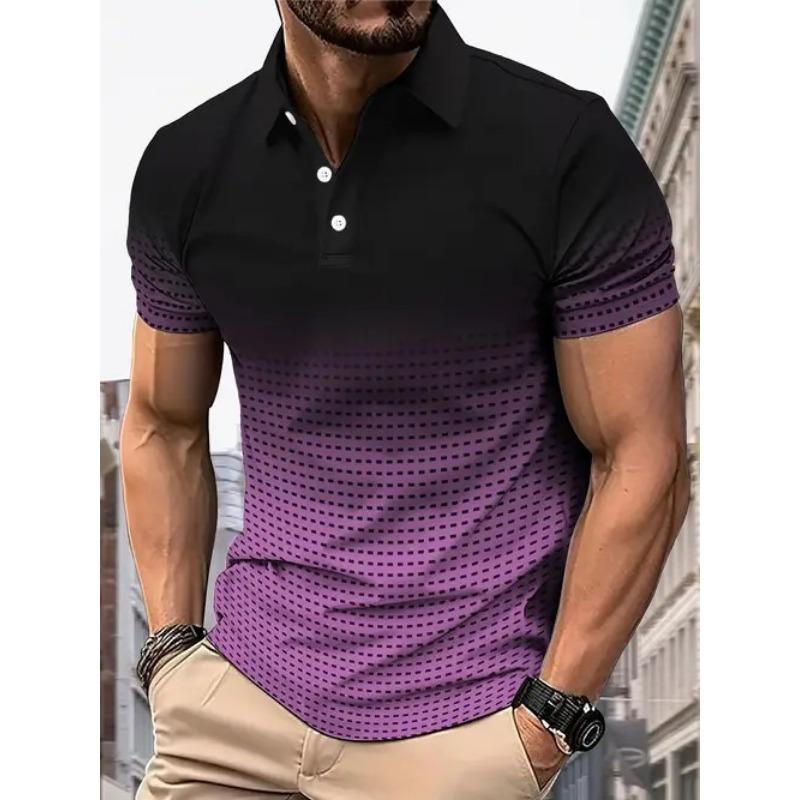 Summer New Casual Men's 3D High-quality Short Sleeved Button Polo Shirt
