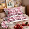 3pcs Pink Merry Christmas Little Dwarf Printed Chipless Bedding Set Multi Size Bedroom Bedding Decoration Machine Washable