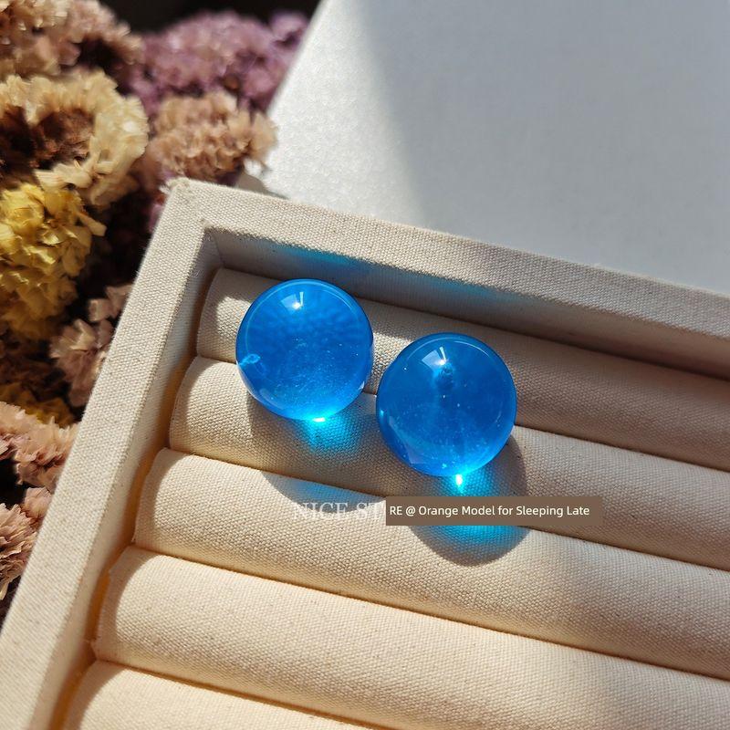 

Позднецветущий платикодон крупноцветковый Яркий сезон Лето Дофамин Звездное небо Баскетбольный мяч Серьги-пусеты Свежий цвет Женские серьги Clear Blue