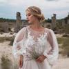 New Puff Sleeve Mesh Embroidery Wedding Dress