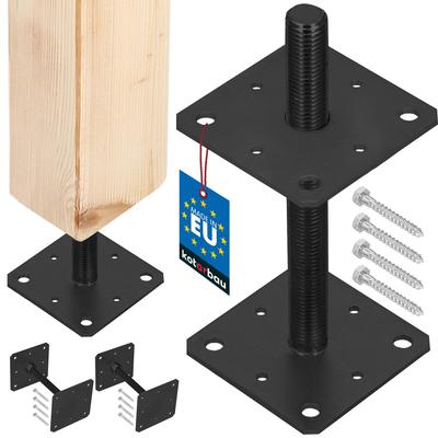 Kotarbau® Adjustable Steel Screw-In Post Base Anchor For Gazebos And Shelters Thread M24 Anthracite 160 X 252 Mm Set Of 2