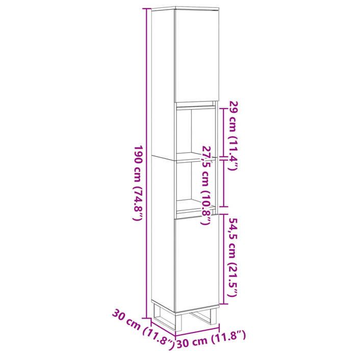 VidaXL Bathroom Cabinet Concrete Grey 30x30x190 Cm, Cabinet, Bathroom Storage Cabinet, Vanity Unit 857201