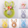Easter Bunny Wreath for Front Door Yarn Wrap Rabbit Shaped Wreath with Artificial Flowers for Spring Porch Wall Window Indoor Outdoor Decor