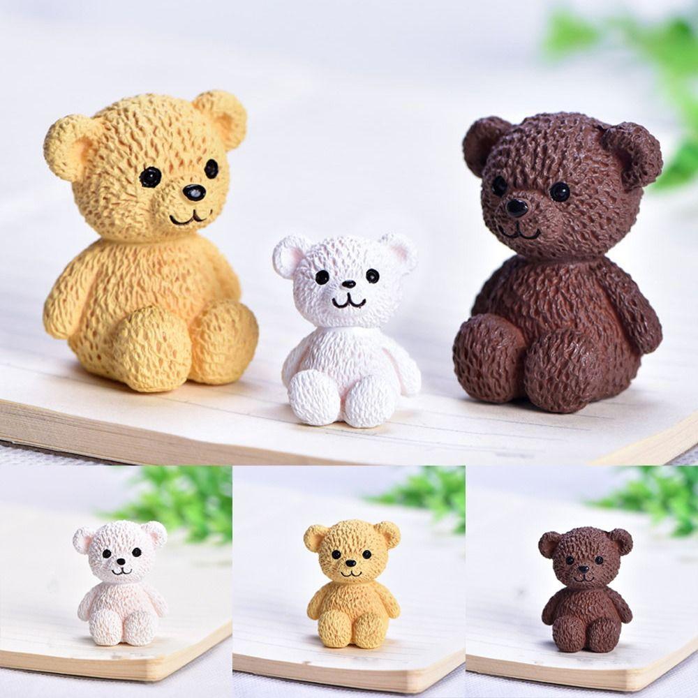 Funny Cartoon Animal Statue Mini Bear Ornament Creative Miniature Bear Figurines Birthday Cake