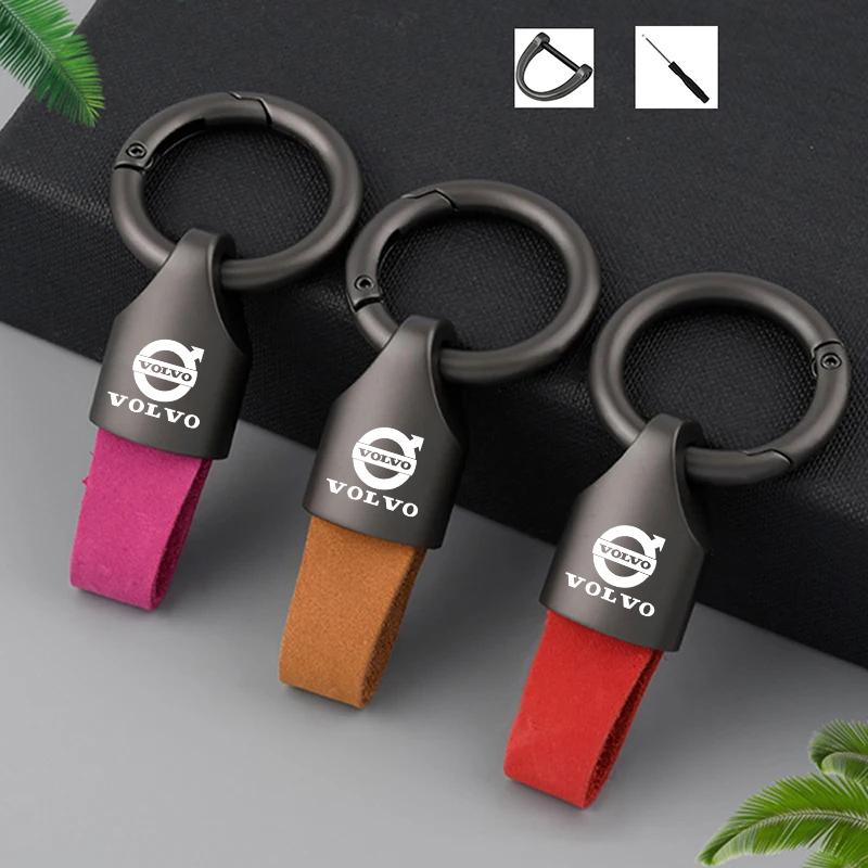 crbuk5 Luxury Leather Metal Key Chain Fashion Keychain Key Ring For Volvo XC90 V90 V60 XC60 V40 S80 S60 S90 C40 XC40 V70 XC70 C30 C70