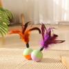 Cat Teaser Toy Feather Ball Wobble Doll Sounding Interactive Kitten Toy Teeth Cleaning Bite-resistant Cat Toy Supplies