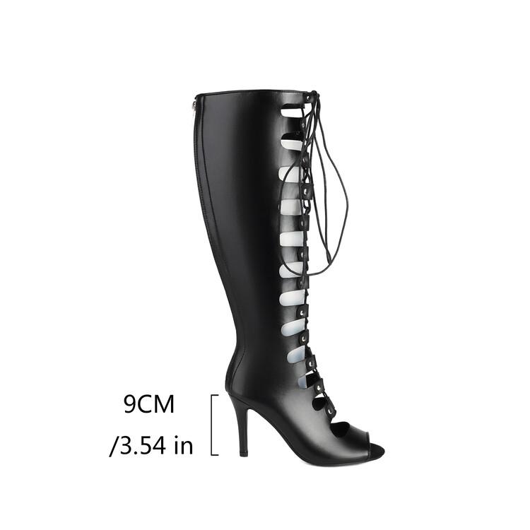 Fashion Cross Strap Rivet Belt Buckle Women's Cool Boots Summer Sexy Silvery Gold High Heel Sandals Dress Party Motorcycle Boots Size 48