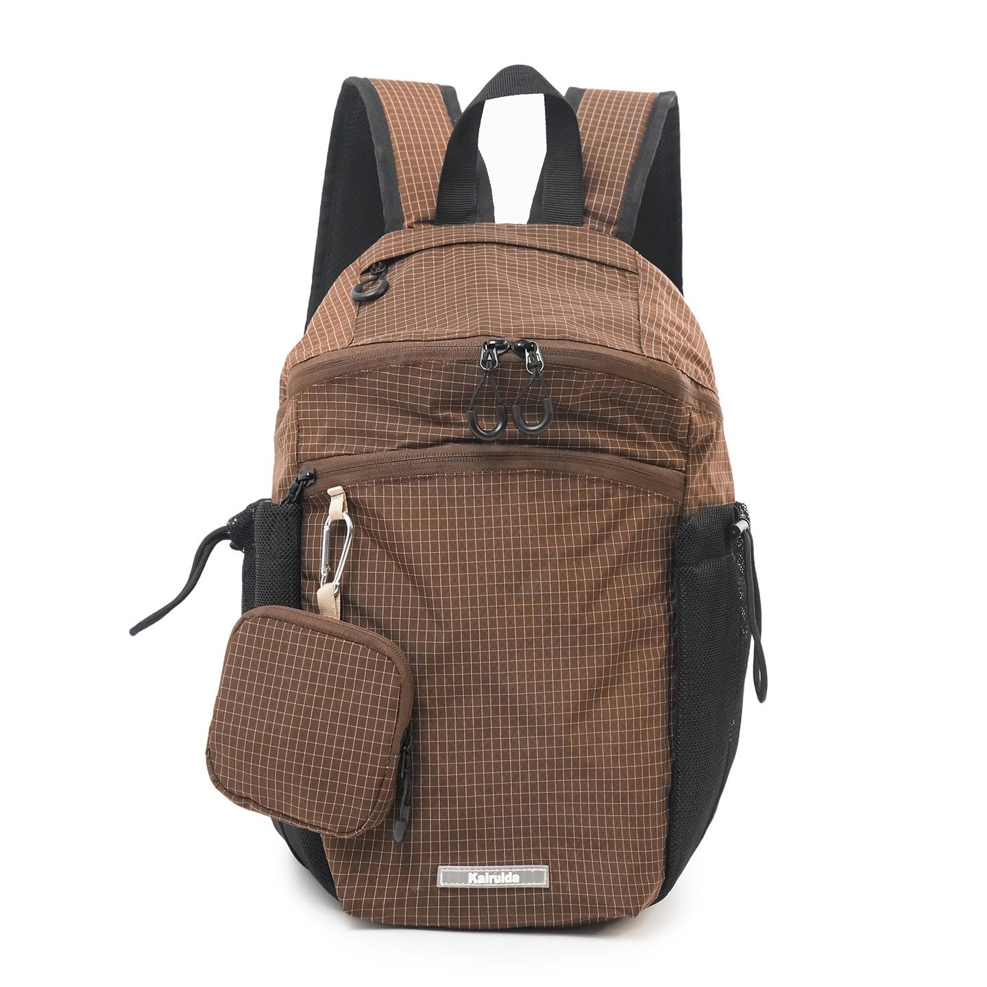 

Outdoor Sports Backpack Male and Female Students Simple Backpack Lightweight Large Capacity Travel Climbing Riding Backpack коричневый