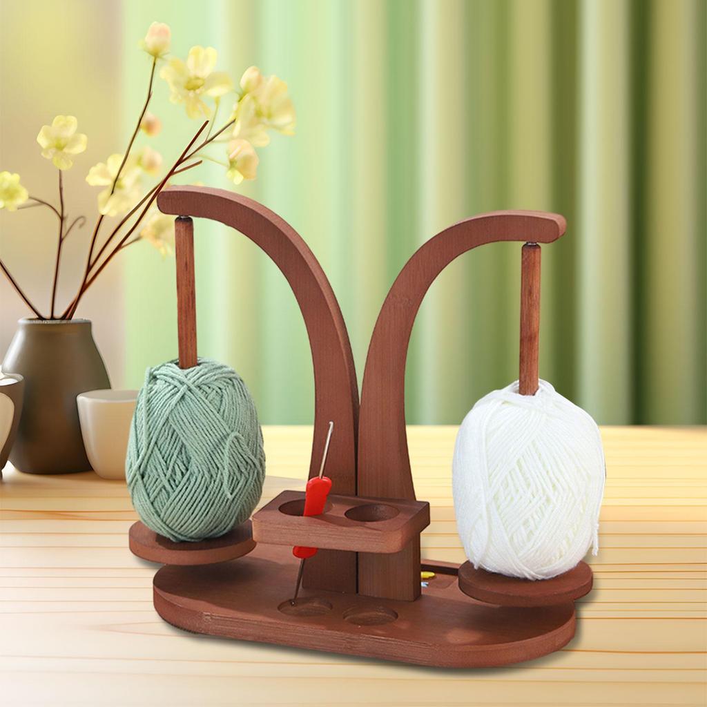 Yarn Holder Stable Base Practical Rotatable Knitting Tools Wood Wool Spool