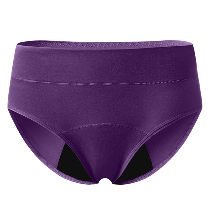 Women's Mid-waist Solid Color Menstrual Briefs Leak-proof Period Pants Breathable Absorbent Crotch Sanitary Panties