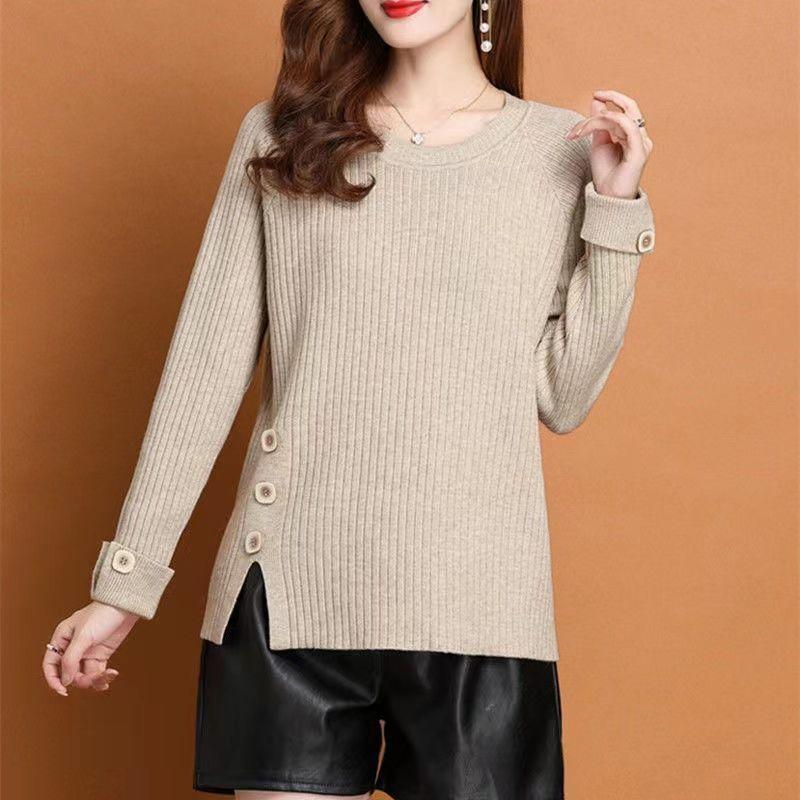 Spring New Sweater Women's Knitted Sweater Crew Neck Fashion Loose Bottoming Shirt Versatile Top Women
