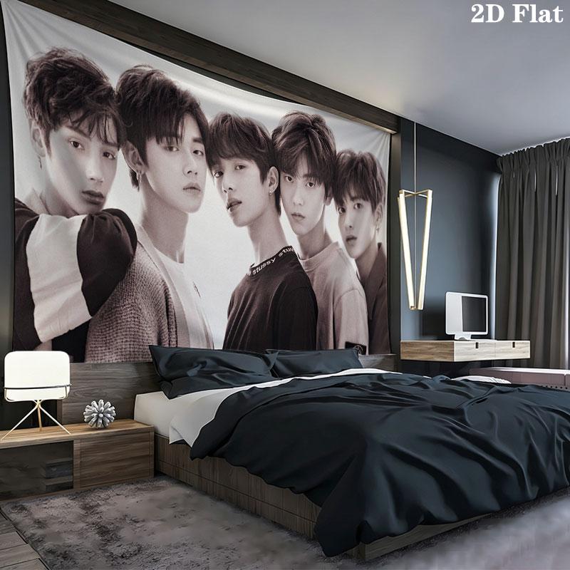 TXT Art Wall tapestry, aesthetic printed fabric blanket, suitable for bedroom, living room, and home decor.