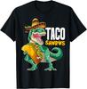 Tacosaurus Dinosaur mit Taco Sombrero Grafik T-Shirt Baumwolle Lässig Kurzarm T-Shirt für Herren