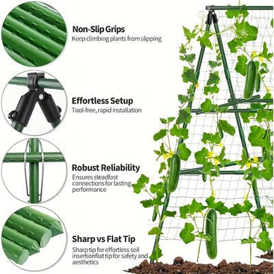 Lot de 6 treillis d'escalade enveloppés dans un tube en acier plastique, support de support pour fleurs de jardinage extérieur, poteau de support pour plantes grimpantes de concombre et de raisin