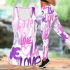 Ținută de Yoga cu Imprimeu Model Inimă pentru Femei Leggings la Modă pentru Antrenament Fitness Sport Casual Set Yoga Costum Sportiv Exclusiv de Ziua Îndrăgostiților