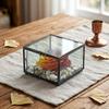 Vintage Glass Jewelry Box & Decorative Flower Vase Organizer