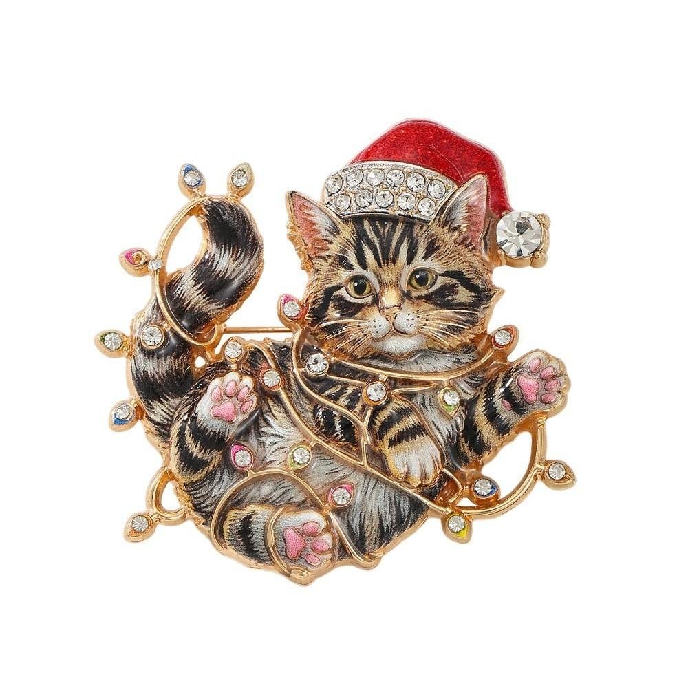 Sparkly Rhinestone Lapel Pin Vintage Enamel Brooch Fashion Christmas Brooch Hat Decoration