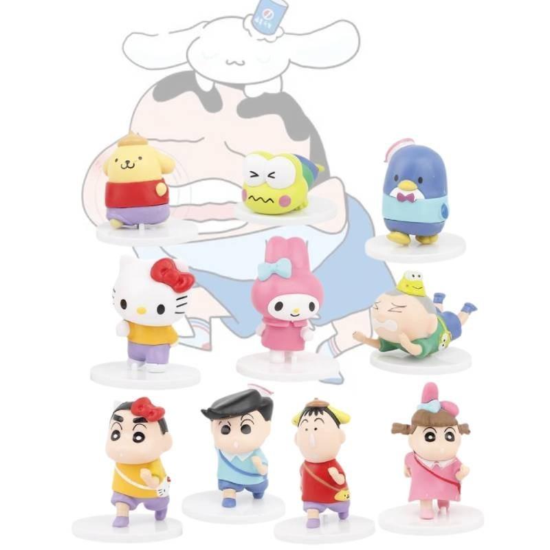 Cute Crayon Shin-chan Sanrio Collaboration Figures Pvc Blind Box Gashapon Collectibles