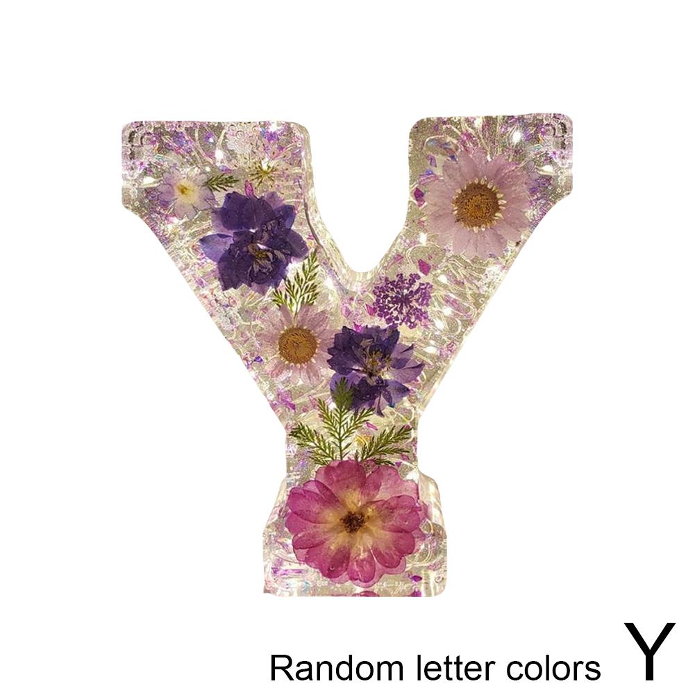 Floral Letter Night Light Alphabet Letter LED Lights Luminous Number Lamp Decorative Resin Lamp With Initial Letter & Dry Flower