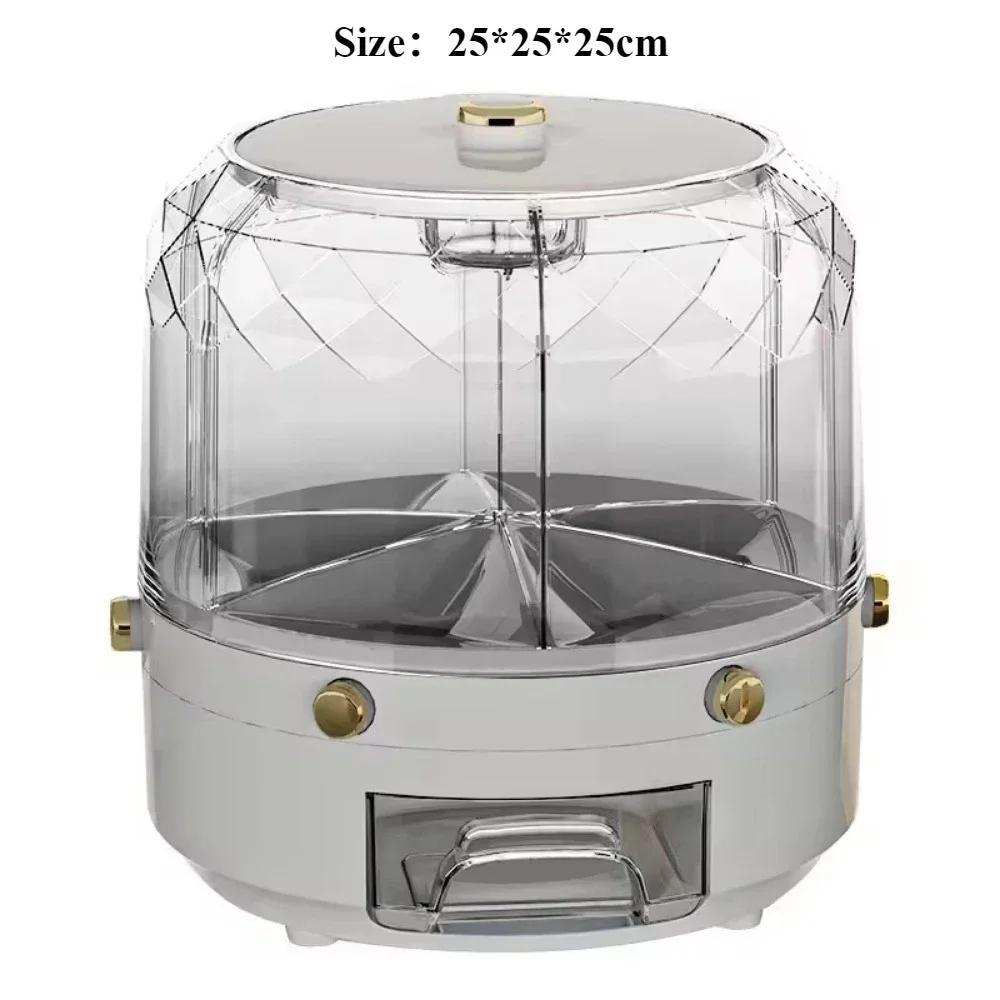 Rotating Cereal Dispenser Household Kitchen Food Sealed Dry Cereal Grain Bucket Dispenser Moisture-proof Container Storage Box