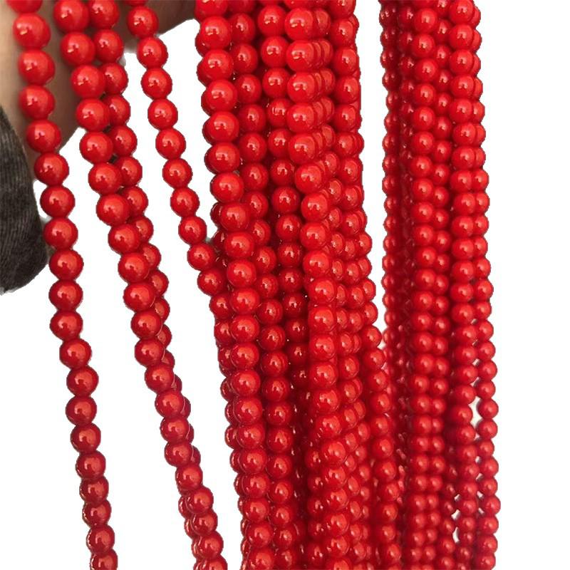 Κόκκινες Στρογγυλές Χάντρες ABS Πλαστικό με Υψηλή Γυαλάδα, Απομίμηση Μαργαριταριού, για Αξεσουάρ Κοσμημάτων DIY