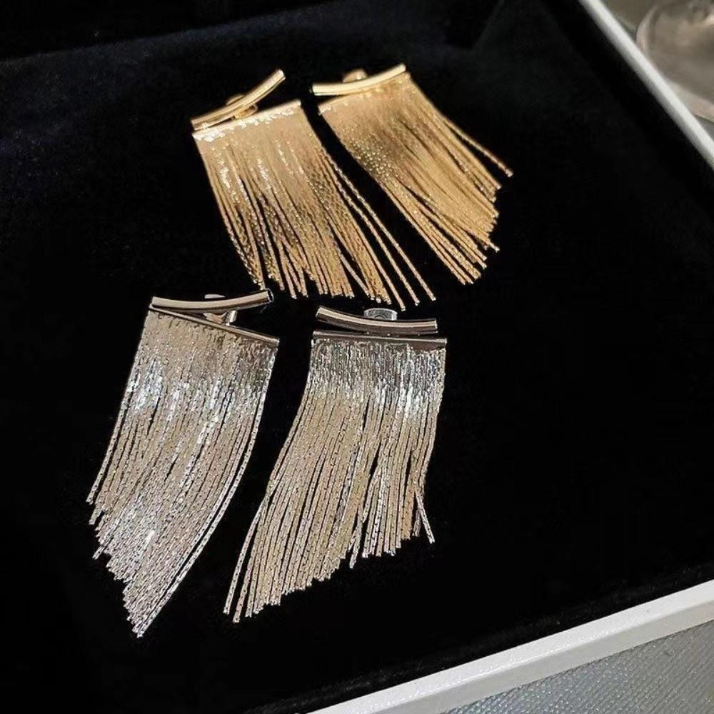 1 Pair Trendy Luxury Tassel Earrings Gold/Silver Elegant Drop Earrings Bling Statement Earring for Women