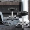 Beauty Stool, 360-degree Rotation Wheel Bar Stool, Height Adjustable Salon Chair, Faux Leather Cushioned Office Shop Stool, with Metal Frame (Black)