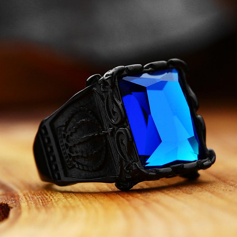 New Store 316L Stainless Steel High Quality Gem Ring Lots Vintage Fria Men's Ring with Colorful Stones Jewelry