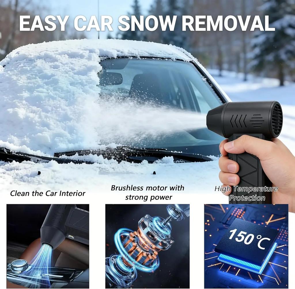 130000RPM Turbofan Powerful Snow Blower 52M/S Jet Fan 6000Mah Brushless Motor Handheld Duct Portable Type-C Charging