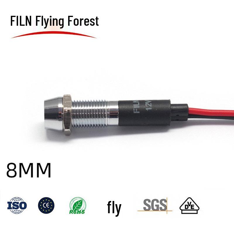 8mm Einbau-LED-Kontrollleuchte, 12V/220V, Wasserdicht & Staubdicht (FL1M-8CW-1)