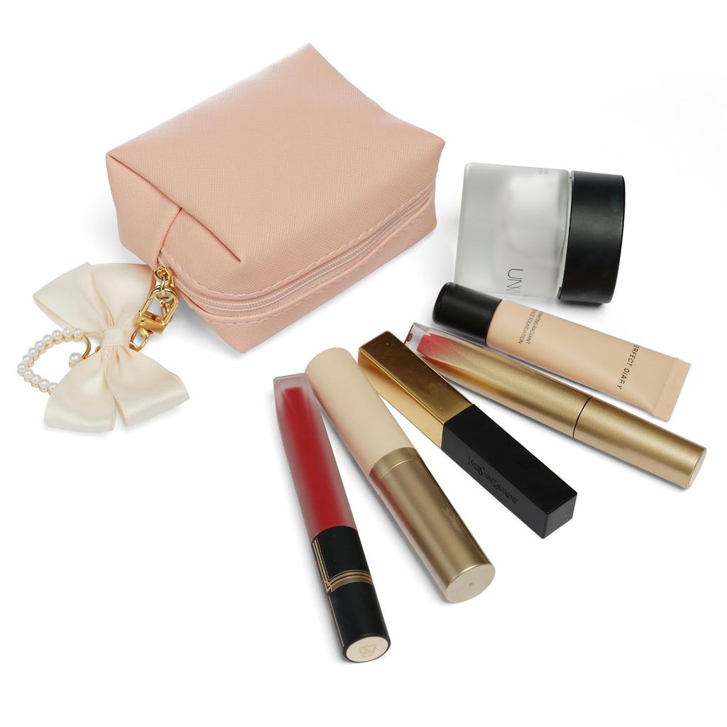 YIYIMUKI Mini Cosmetic Small Gadget Sanitary Set of with Butterfly Ribbon and Pearl Cute and Stylish Korean Freestanding Great Travel Pouch, Pouch,