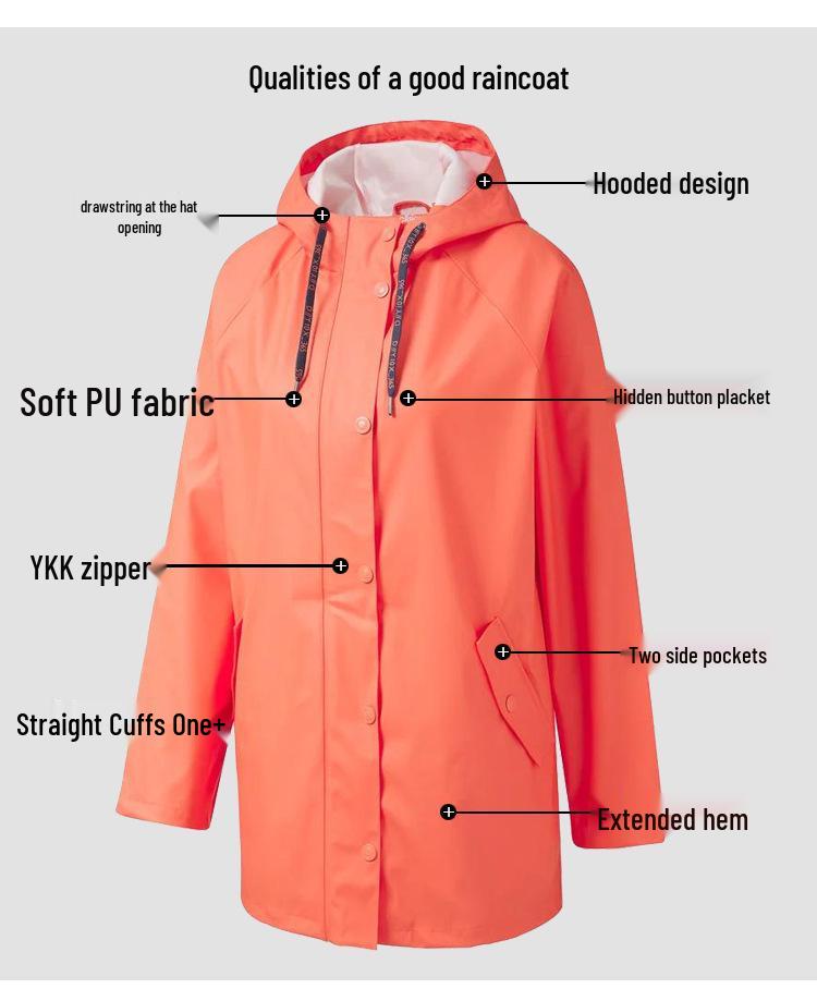 Umweltfreundlicher Damen PU Trenchcoat in mittlerer Länge für Wandern und Freizeit