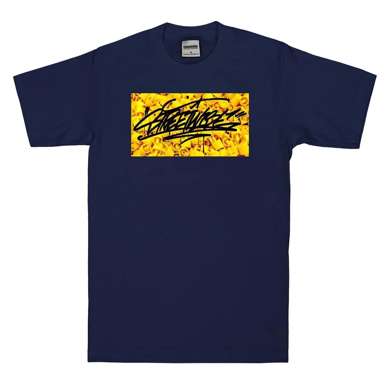 

Streetwise Clothing Yellow Tips 100% Cotton T-shirt Mens Tees Top in Navy - Graffiti Streetwear M-5X 3XL