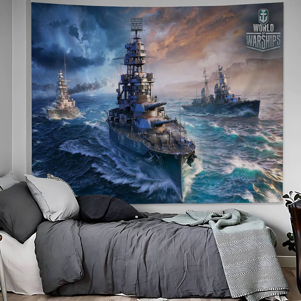 Warships Games World Of Warships Printed Large Wall Tapestry Cheap Hippie Wall Hanging Bohemian Tapestries Mandala Home Decor