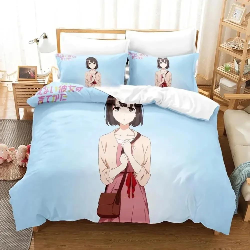 Anime Megumi Kato Saekano Bedding Set Duvet Cover Bed Set Quilt Cover Pillowcase Comforter King Queen Size Boys Adult Bedding