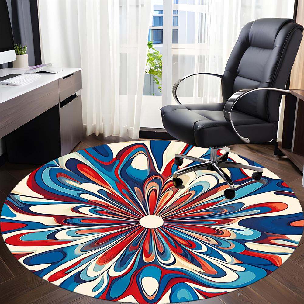 1pc Floral Abstract Office Round Area Rug, Indoor Mat Suitable For Office, Under Office Chairs Bedroom Living Room Home Decor, Room Deco