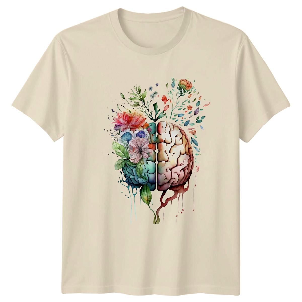Floral Brain Mental Health Awareness T-Shirt Psychology Gift For Him And Her XXXL
