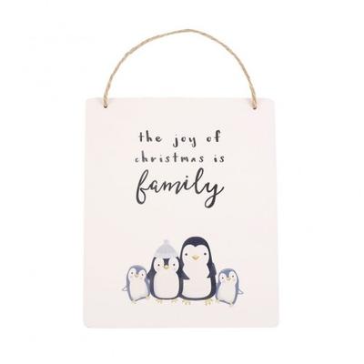Joy Of Christmas Penguin Family Hanging Sign