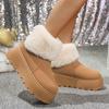 Elegant Faux Fur Snow Boots for Women Chunky Platform High Heel Ankle Boots 2025 Winter Fluffy Furry Designer Shoes Plus Size 42