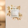 Luxurious Golden Floral Leaf Switch Stickers for Home Wall Decoration