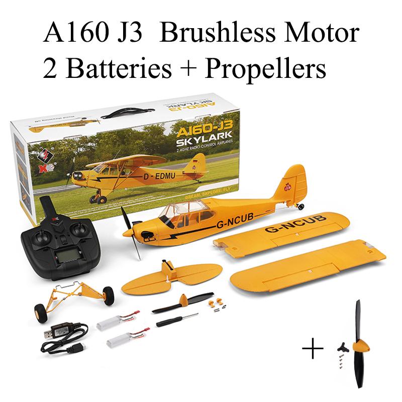 RC Plane RTF 2.4G Brushless Motor 3D/6G Remote Control Airplane Wltoys A160 Upgraded J3-CUB Ready To Fly