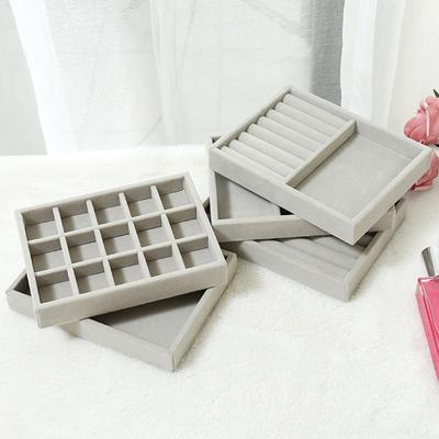 Velvet Jewelry Storage Box Stackable Display Tray Ring Bracelet Necklace Earring Organizers DIY Handicrafts Drawer Box