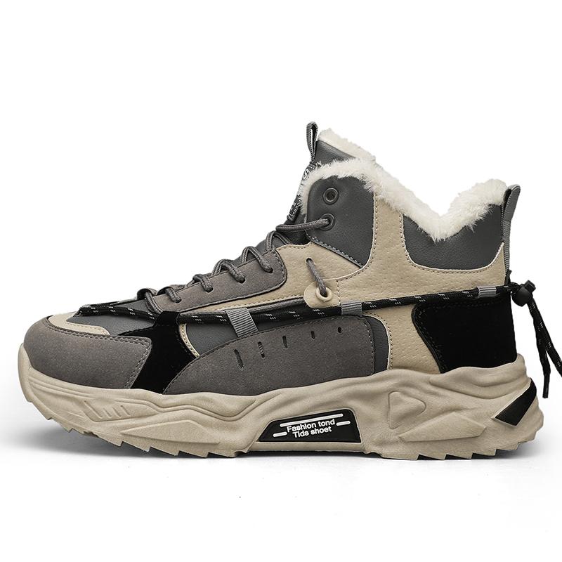 Outdoor Rutschfeste Verschleißfeste Sneaker Modetrend Sportschuhe Für Herren Winter High-Top Kurzes Plüschdesign Warme Freizeitschuhe