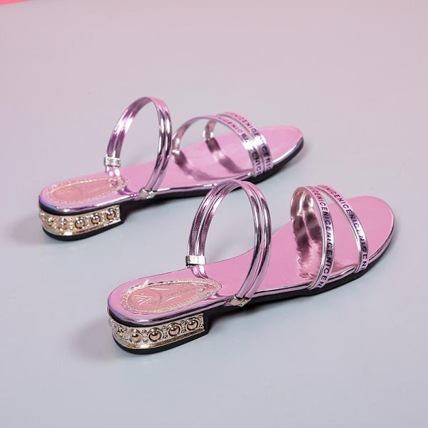 Fashion Female Shoes Low Slippers Flat Glitter Slides Big Size Fashion 2025 Soft Jelly Luxury Scandals Crystal Big Size Flat Shoes Femal