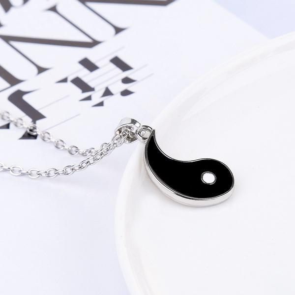 Exquisite Yin Yang Tai Chi Puzzle Couple Pendant Romantic Anniversary Gift Valentines Day Jewelry Necklace Set