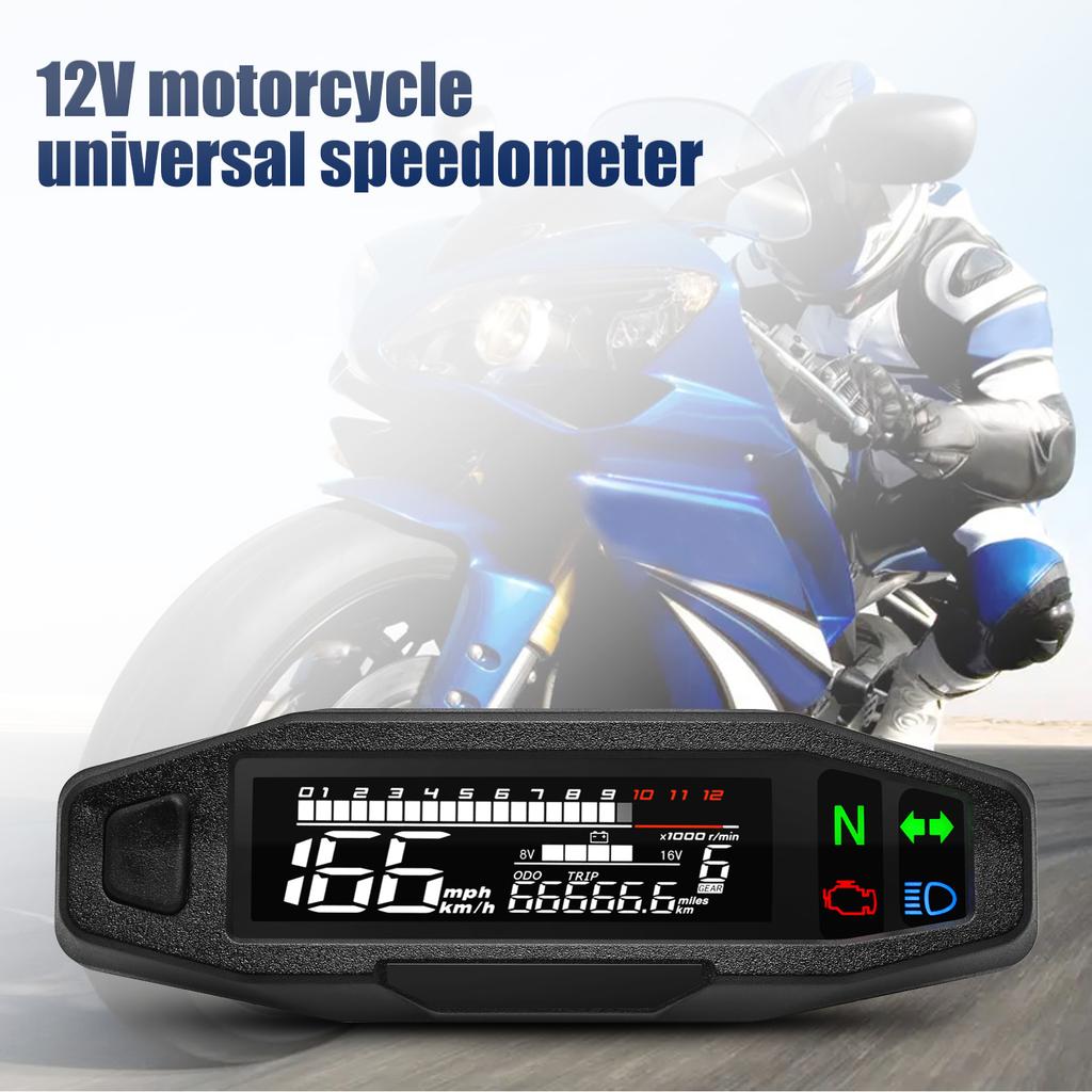 AD For Motorcycle Odometer Speedometer Tachometer 12000RPM Gear TRIP ODO Motorbike Voltage Gauge Kit Speed Gauge Tacho Meter