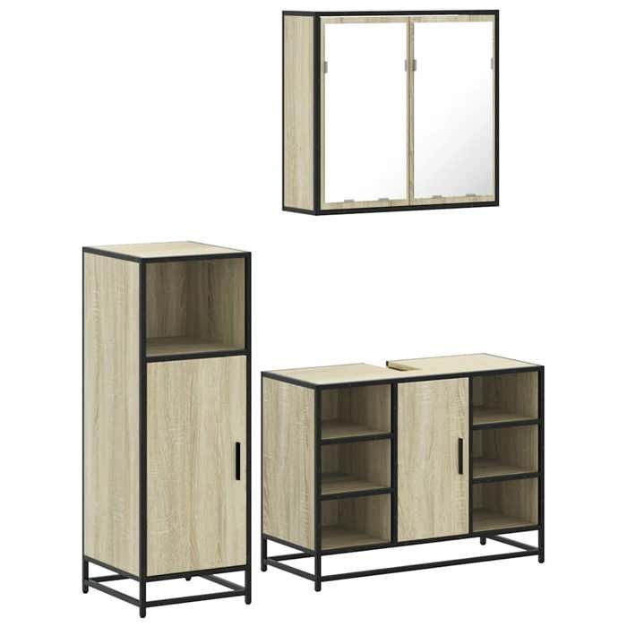 VidaXL 3-piece Bathroom Furniture Set Sonoma Oak, Bathroom Cabinet, Bathroom Cupboard, Furniture 3300971