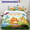 3pcs Custom Name Dinosaur Bedding Set Duvet Cover Closure Includes 1 Duvet Cover & 2 Pillowcases, Soft and Comfortable for All Seasons.