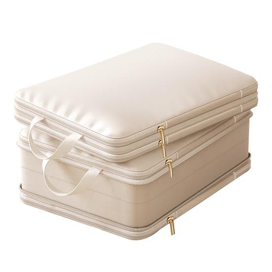 Compression Clothing Bag Zippered Space Saving Clothes Organizer Satin Self Compression Storage Bag for Comforters