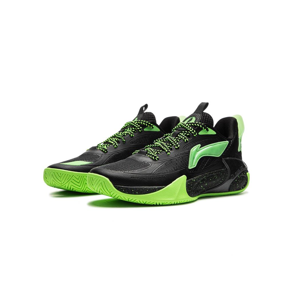 Li Ning Kids Wind Shadow 2.0 Simple Fashion Versatile Classic Basketball Shoes Kids Basketball Shoes Black Fluorescent-Green YKBV032-11